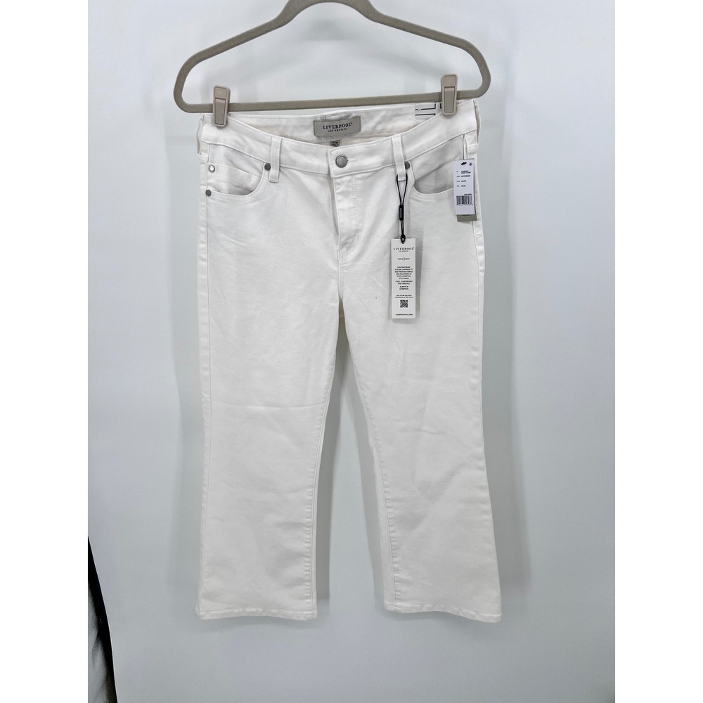 Liverpool Hannah Crop Flare Jeans‎ White Eco Friendly Denim 10/30 Stretch NWT